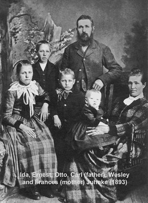 Photo of Ida, Ernest, Otto, Carl, Wesley & frances Juhnke (1893)